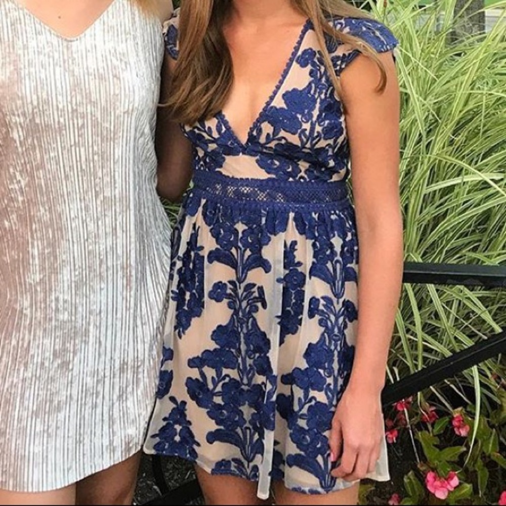 For Love and Lemons Blue Lace Dress